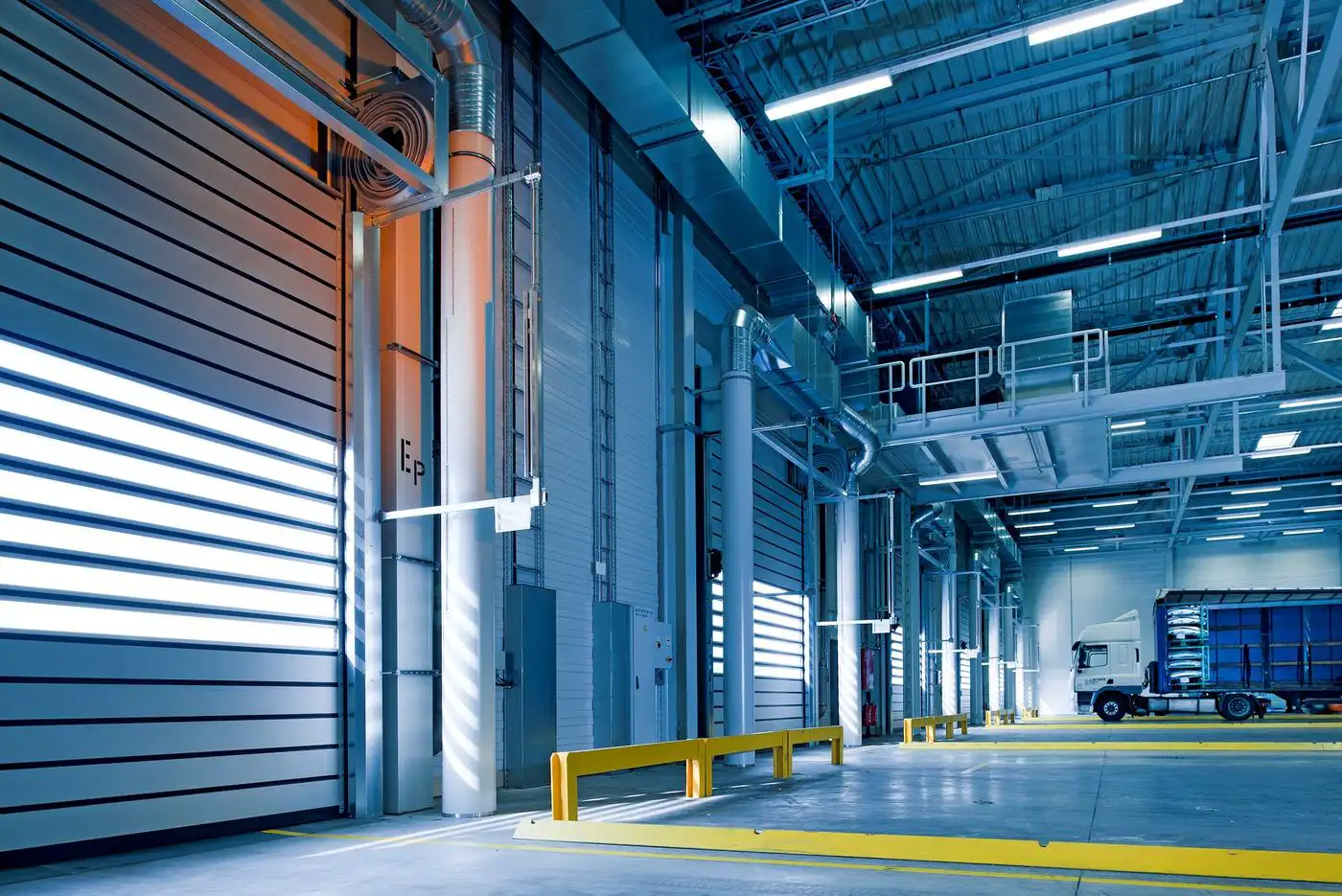 A temperature-controlled warehouse loading bay